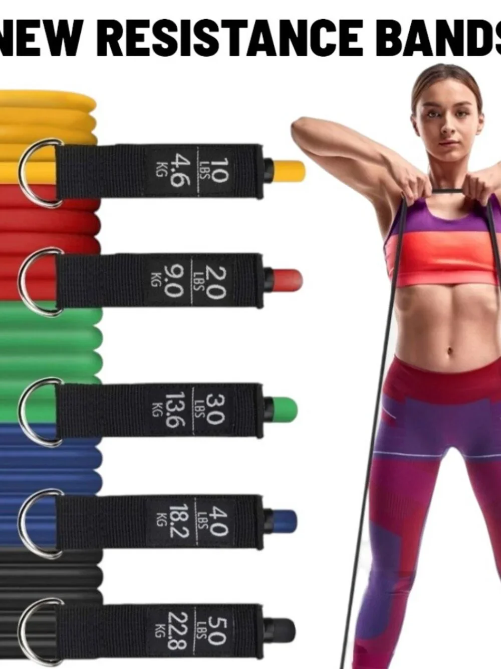 NEW Resistance Training Bands 11 Piece Set Home Workout Physical Therapy Yoga Pi